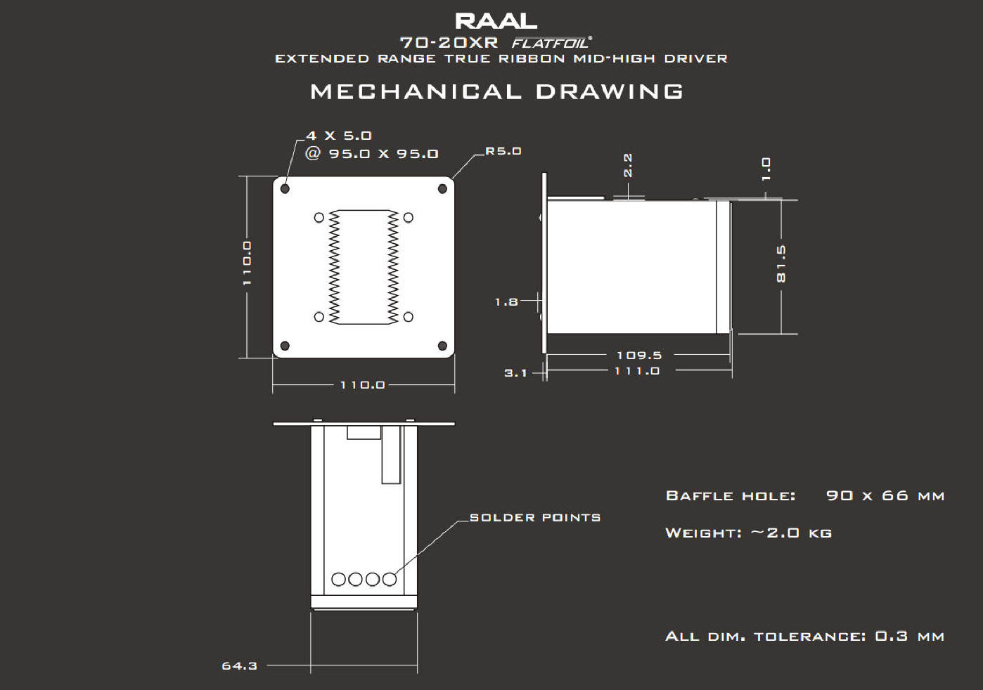 Raal 70-20 XR dimensions